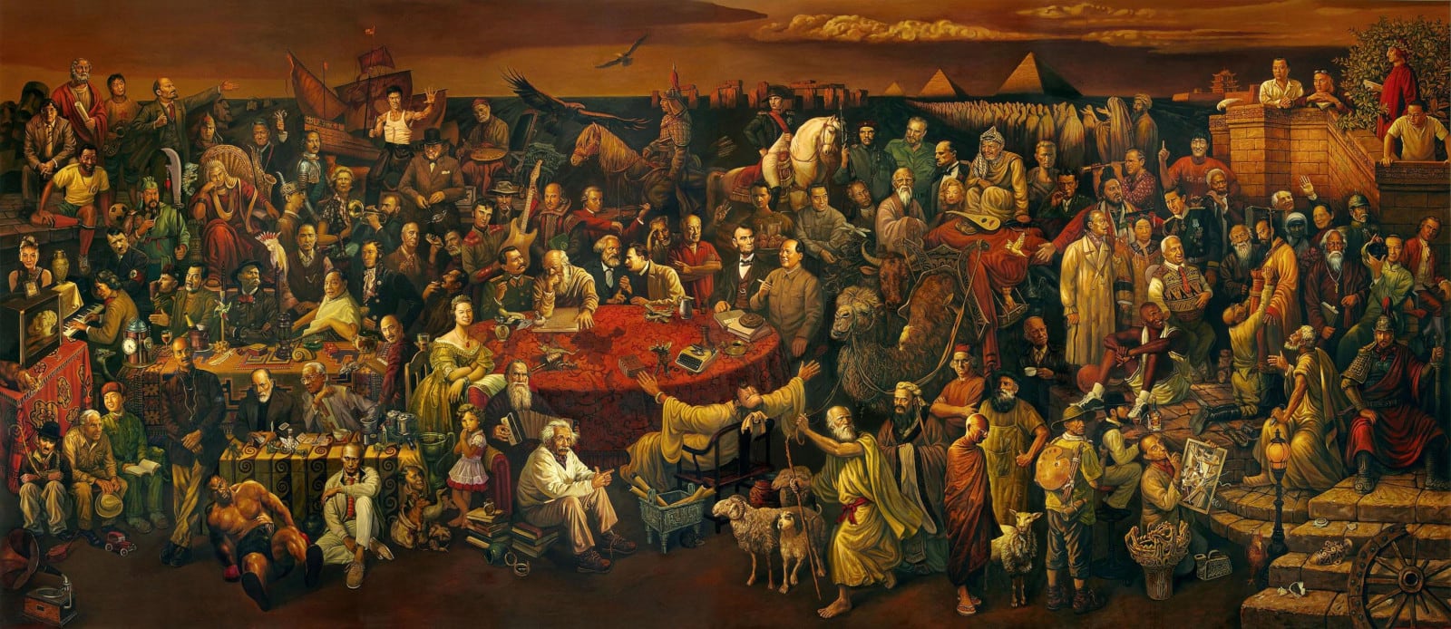 "Discussing The Divine Comedy With Dante", a painting by Dai Dudu, Li Tiezi and Zhang An
