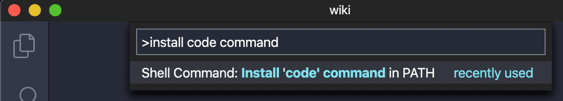 Screenshot of 'install code command' in VS Code